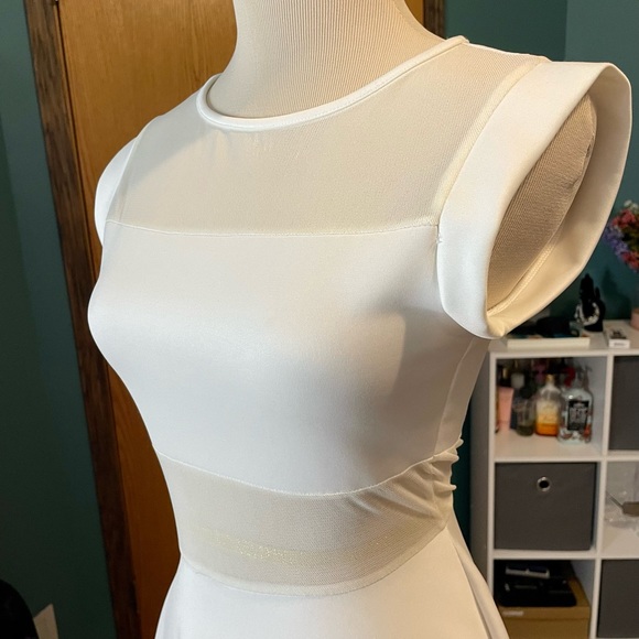 White Mesh Skater Dress - Picture 2 of 5